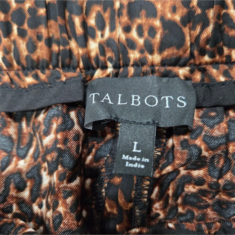 Talbots Wide Leg Pull On Pants Delicate Leopard Print Size Large - Picture 6 of 12